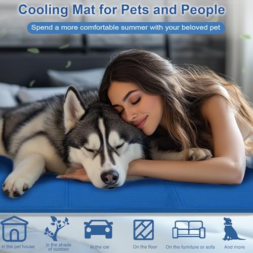 Bamda kühlmatte Hund 90x50cm - Sofortige Selbstkühlmatte für Hunde, Nicht-giftiges Gel, langlebige Kratzfeste Oberfläche, Haustierkühlmatte für Kisten und Betten perfekt für den heißen Sommer【L】