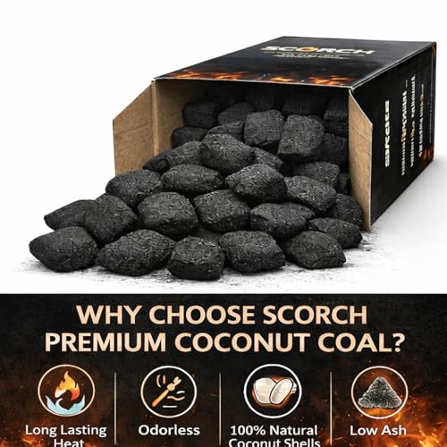 Image of Scorch Premium BBQ Charcoal Briquettes (5KG) - Smokeless Koyla /Coal for Cooking, Tandoor, Grilling & Camping, Long-Lasting Heat Shell Coal