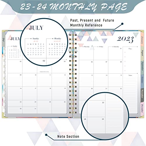 2023-2024 Planner - 2023-2024 Academic Weekly Monthly Planner With Tabs, July 2023 - June 2024, 8" X 10", Hardcover Planner 2023-2024 With Holidays + Thick Paper + Twin-Wire Binding + Box - Contrast Watercolor #TOP3