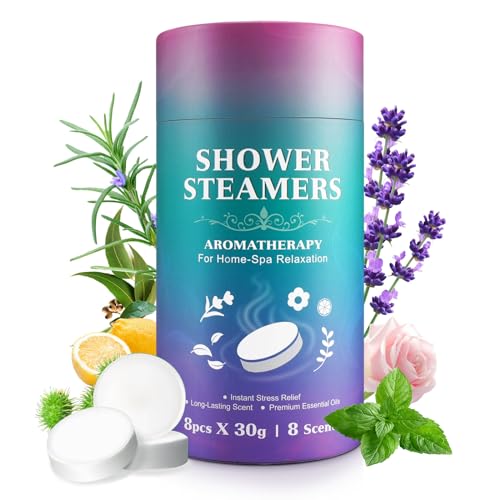 8 Packs Shower Steamers Aromatherapy Shower Tablets,Long Lasting 8 Scents Shower Bombs for Stress Relief and Luxury Self Care,Vegan Organic Shower Bomb Set, Gifts for Friends (1)