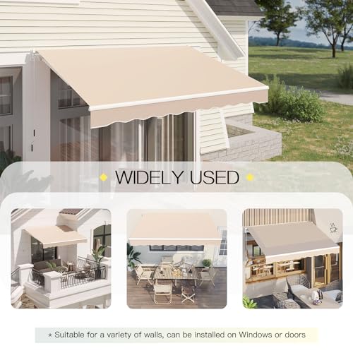 U-MAX-Retractable-Awning-13×8-Manual-Awnings-for-Patio-Sun-Shade-Shelter-Water-Resistant-Polyester-Cover-Outdoor-Door-Window-Awning-with-Crank-Handle-for-Deck-Home-Backyard-Balcony-Beige U MAX Retractable Awning 13×8 Manual Awnings for Patio Sun Shade Shelter Water Resistant Polyester Cover Outdoor Door Window Awning with Crank Handle for Deck Home Backyard Balcony Beige