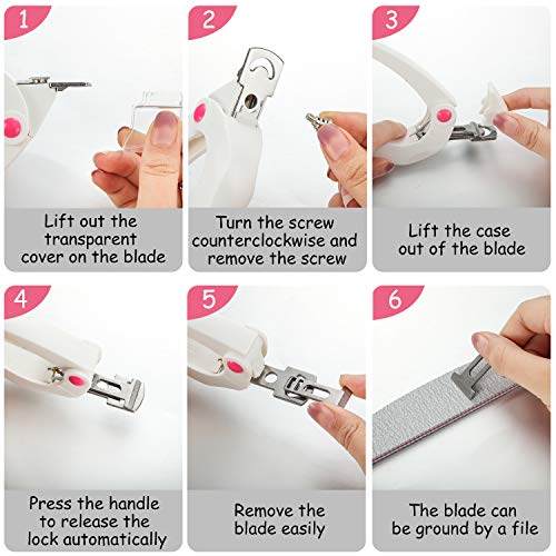 4 Pieces Nail Design Tools Acrylic Nail Clipper Nail Cutter with Stainless Steel Cuticle Trimmer and Cuticle Pushers (White)