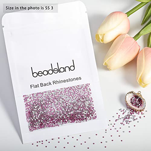 Image of Beadsland 2880pcs Flat Back Crystal Rhinestones Round Gems for Nail Art and Craft Glue Fix,Fuchsia,SS3,1.2-1.4mm | Flatback Glass Gems, 1.2-1.4mm, for Nail Art Craft, Glue Fix