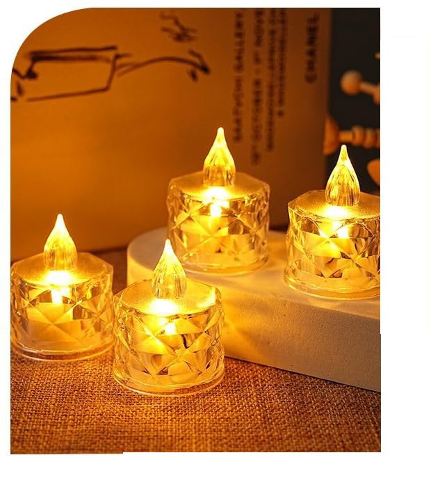 LED Candles for Home Decoration - 6 Pcs Electric Flameless & Smokeless LED Diya Lights, Crystal Candle for Home Decor, Diwali Festivals Decoration,Christmas,New Year, Festive-image-30