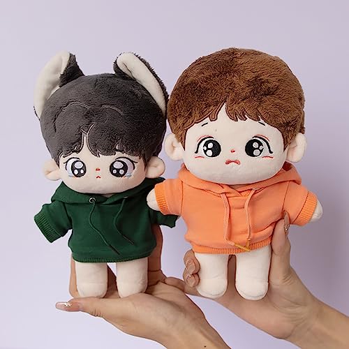Image of niannyyhouse 10cm Plush Doll Clothes Elastic Solid Sportswear Suits Hoodie Pants Soft Stuffed Plush Toy Dress Up Accessories (Pink, 10cm)