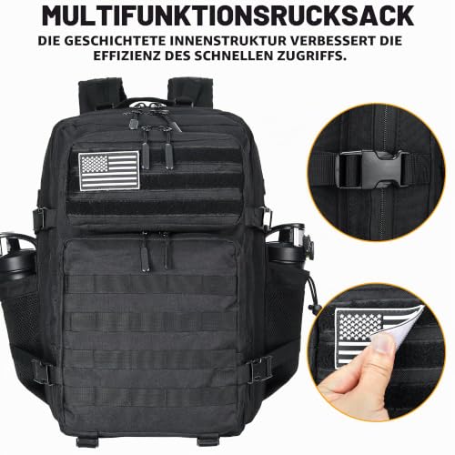 TianYaOutDoor Lovelinks21 Taktischer Assault-Rucksack, 45 l, 3 Tage Assault Pack mit Molle wasserdichter Rucksack für taktische Rucksäcke… – Ansicht 4