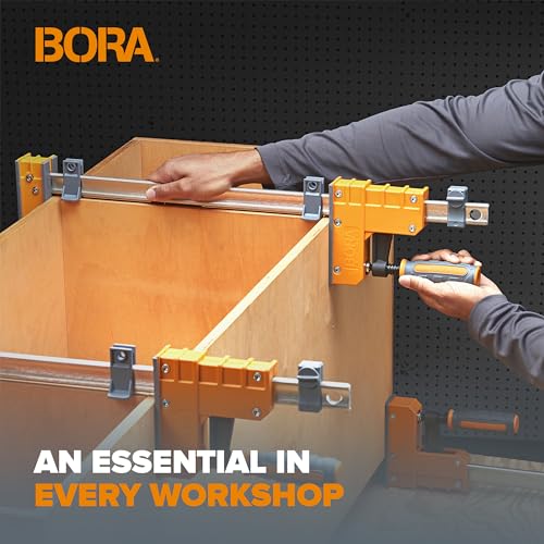Bora 4 Piece Parallel Clamps for Woodworking Clamps 4 Pack 2 x 24 inch plus 2 x 31 inch Parallel Clamp Spreader Set Bar Clamp 1100 Lbs clamping force Bar Clamp Set 571550I
