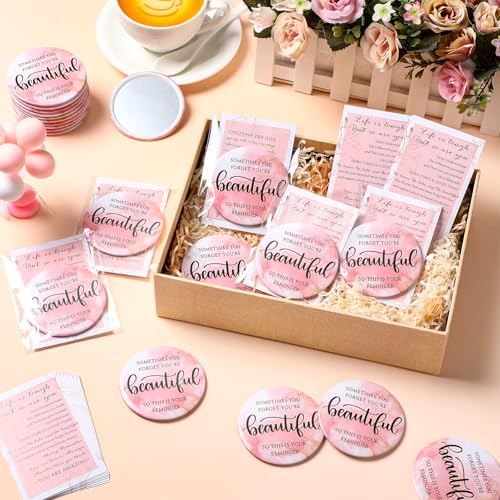 Set 25 espejos compactos redondos rosas para maquillaje miniatura 5