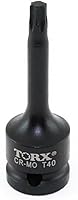 Vista 7 de TEMO T25 3 pulgadas de largo Torx Star 6 puntos Negro Impact Bit Socket Herramienta de reparación automática 1/2 pulgada Square Drive