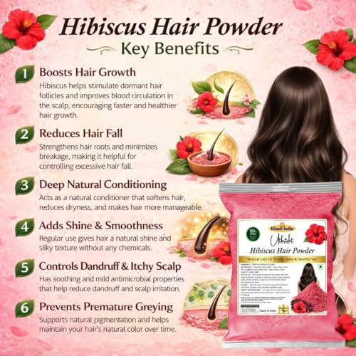 Image of Khadi Utkrisht Herbal Hair Powder with Shikakai, Amla, Reetha, Bhringraj and Hibiscus | 100% Natural Hair Cleanser for Hair Growth, Dandruff Control & Hair Fall Reduction (Chemical-Free) - 200GM (Pack of 5)