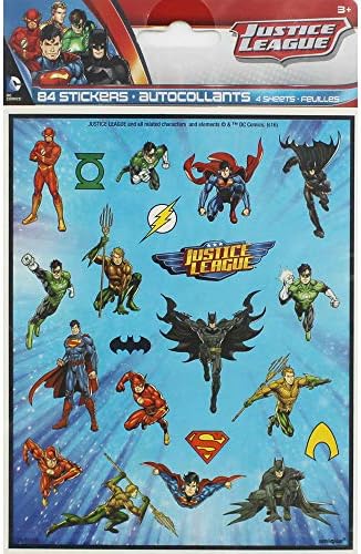 Unique Party 49969 - Justice League Sticker Sheets, Pack of 4