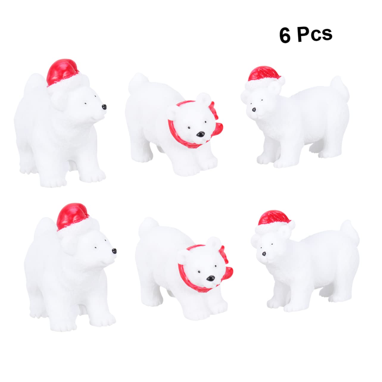 TOPBATHY Set di 6 Miniature di Orso Artico Natalizio in Resina Sintetica, Decorazioni Natalizie Uniche per Ufficio e Mobile, Ornamenti Creativi per Natale da Tavolo Stili multipli