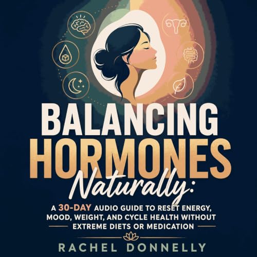 Diseño de la portada del título Balancing Hormones Naturally: A 30-Day Audio Guide to Reset Energy, Mood, Weight, and Cycle H
