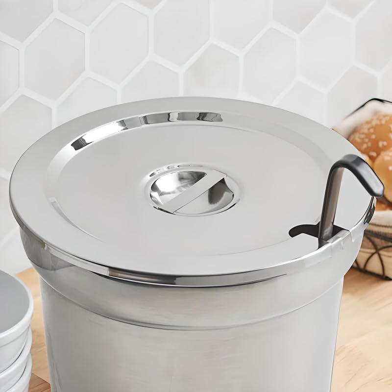 OCS Parts Pro Series Stainless Steel Cover for 11 Quart Vegetable Inset Pots | Steam Table and Soup Warmer Pot Lid with Handle and Notched for Ladle or Serving Spoon Placement