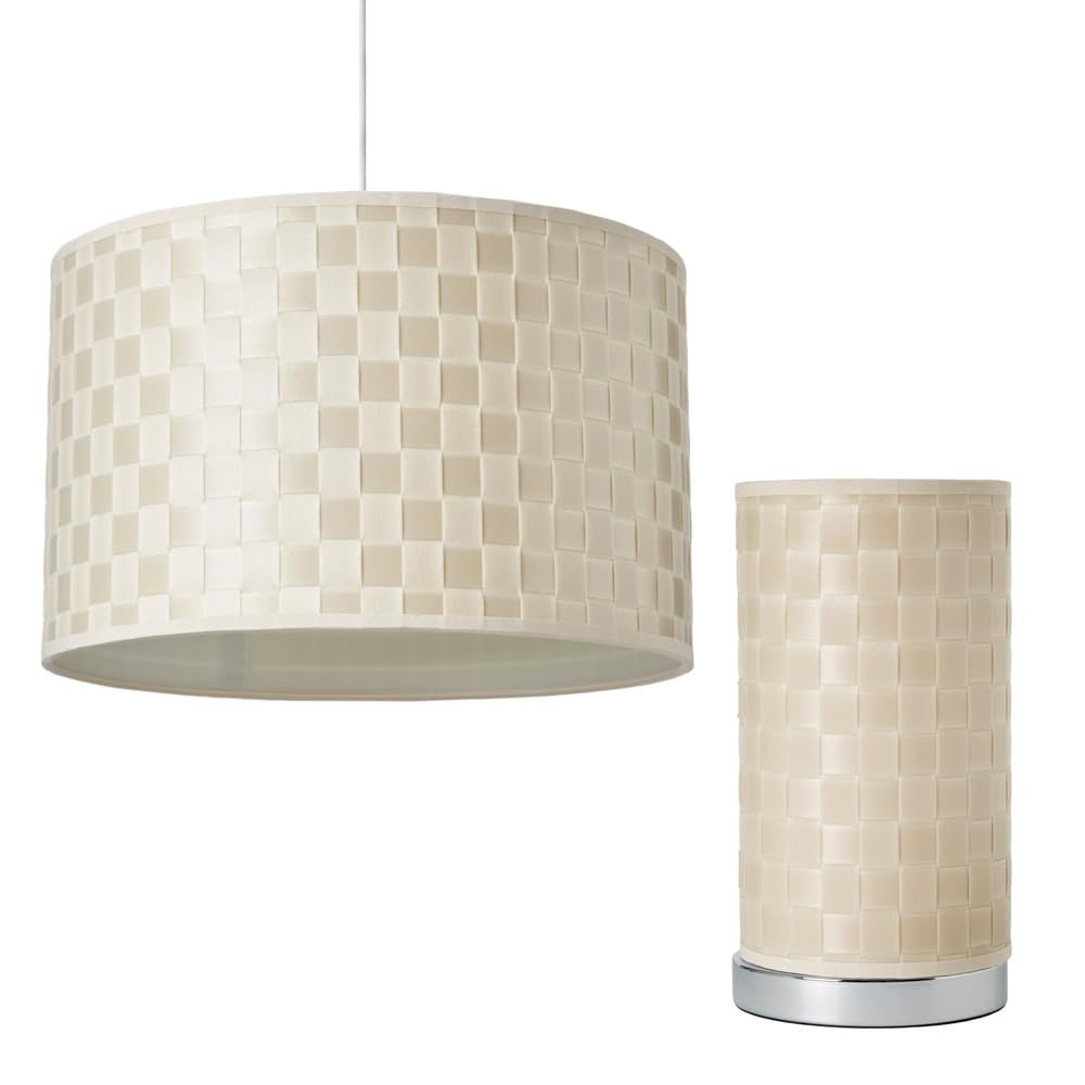 Litecraft Sovin Woven Table Lamp & 35 cm Easy Fit Drum Light Shade - Ivory