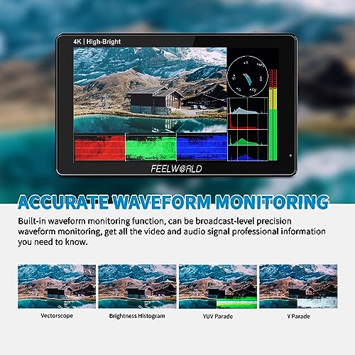 Image of FEELWORLD 1600Nit 4k Ultra Bright Camera Video Monitor 5.5 Inch HDMI Touch Screen DSLR Field Monitor 1920x1200 IPS F970 External Power and Install Kit
