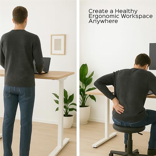 Image of iVOOMi Compudesk Imperium Automatic Height Adjustable Everyday Ergonomic Sit Stand Desk for Office Work with Advance Memory Preset, 100 Kgs Max Weight Capacity, 4 Preset Height Options - Light Brown