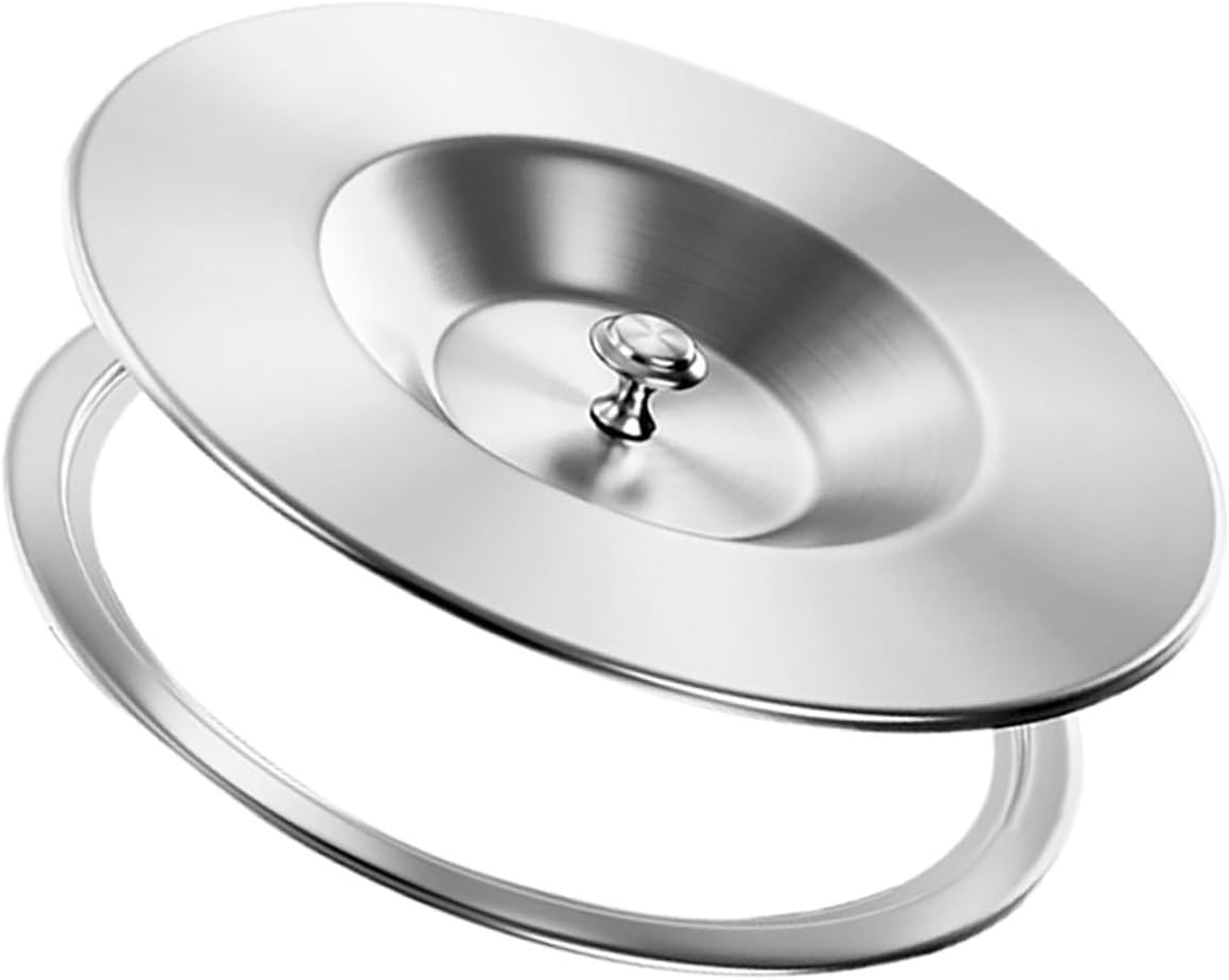 SMASOLO Recessed Garbage Lid 304 Stainless Steel Trash Bin Cover with Handle and Grommet, Kitchen Countertop Trash Can Lid Replacement for Waste and Recycling Cans