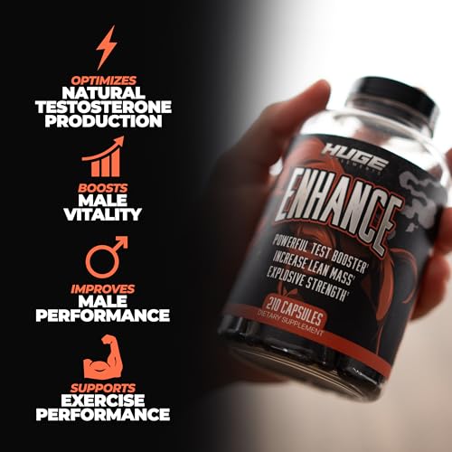 Huge Supplements 0011 Enhance - Natural Testosterone Booster For Men - Increase Strength, Size & Stamina - 240 Capsules thumb #3