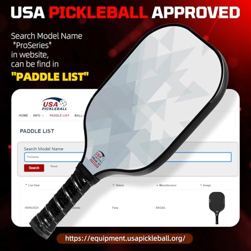 Image of BAGAIL Pickleball Paddles, USAPA Approved Fiberglass Surface Pickleball Set, Lightweight Pickle Ball Rackets with 4 Balls, 1 Bag, Designed in California for Traction and Stability