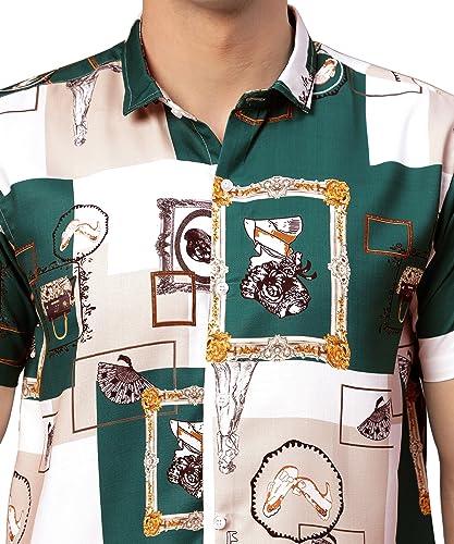 Image of Venisa Men's Cotton Blended Printed Casual Shirt