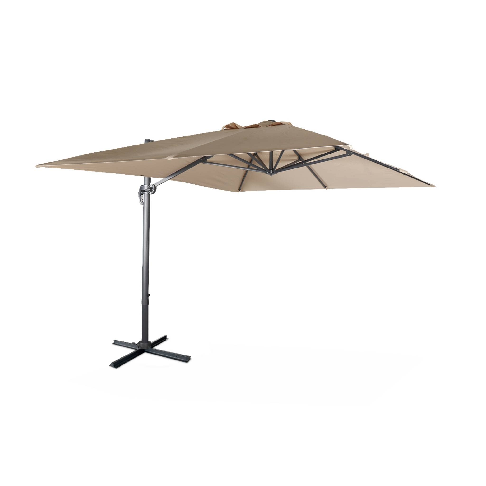 Alice's Garden sweeek - Parasol rectangular desplazado 3x4m - Wimereux- Beige - Parasol desplazado que se puede inclinar y girar 360°.