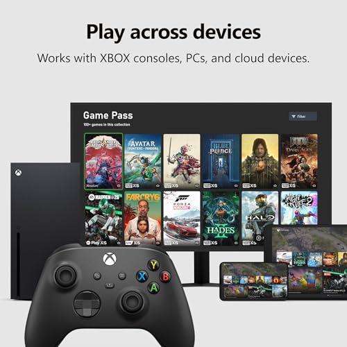 Image of XBOX Wireless Gaming Controller + USB-C Cable | Carbon Black | Console, PC, & Cloud Devices | Textured Grip | Wireless, Bluetooth, USB-C Connectivity