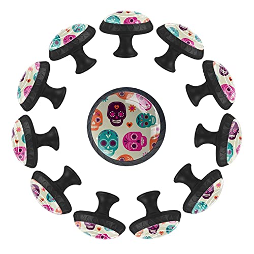 Boutons de tiroir ronds 35mm tête de mort colorés pour meuble enfant - 2