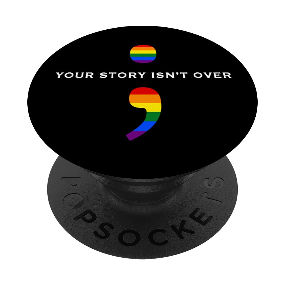 Semicolon LGBT Lesbian Gay Bisexual Transgender Semi-colon PopSockets Adhesive PopGrip