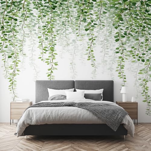 Fresque murale feuilles eucalyptus pour créer un salon romantique
