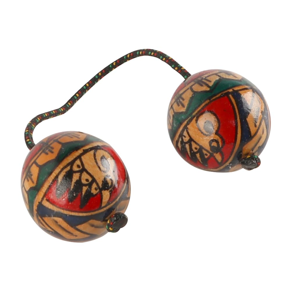 Laroal 1 Pcsafrican Shaker Instrument 1 Pair Rhythmic Ball Wood Double Ball Musical Percussion Instruments Hand Shaker Balls Supplies Musical For Lovers Beginners