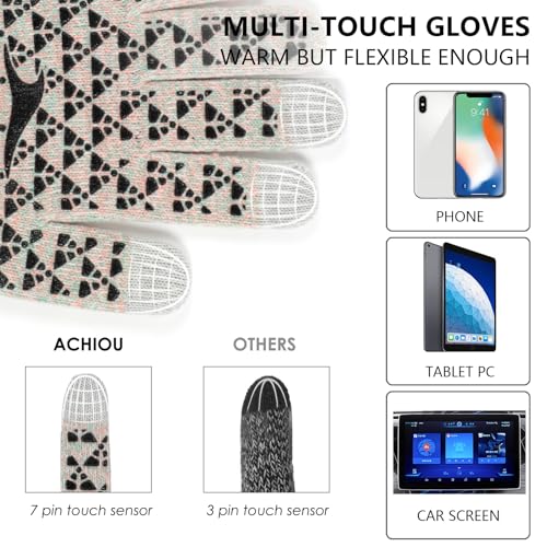 Image of Achiou Winter Gloves, Glove for Men Women, Upgraded Touch Screen Texting Warm Running with Thermal Soft Knit Lining
