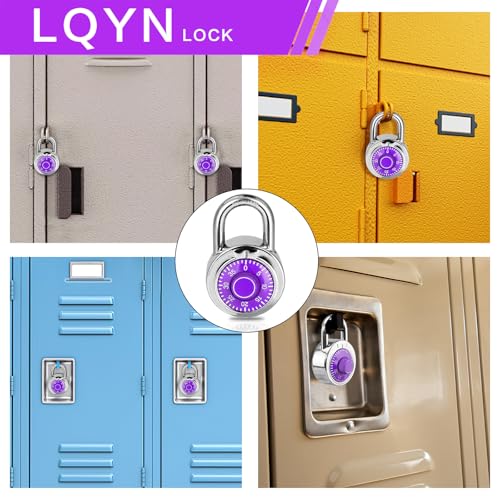 Image of Combination Lock, LQYN Standard Dial Combination Lock, Pack of 100; Purple Turnplate, 2 in. Wide, Fixed Three Digital Combination, for School, Gym & Locker, Toolbox, Gate