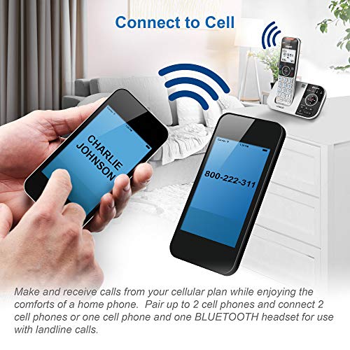 VTECH VS112-3 DECT 6.0 Bluetooth 3 Handset Cordless Phone for Home with Answering Machine, Call Blocking, Caller ID, Intercom and Connect to Cell (Silver 