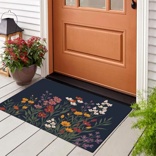 Tapis paysage pastoral entrée intérieur antidérapant fleurs
