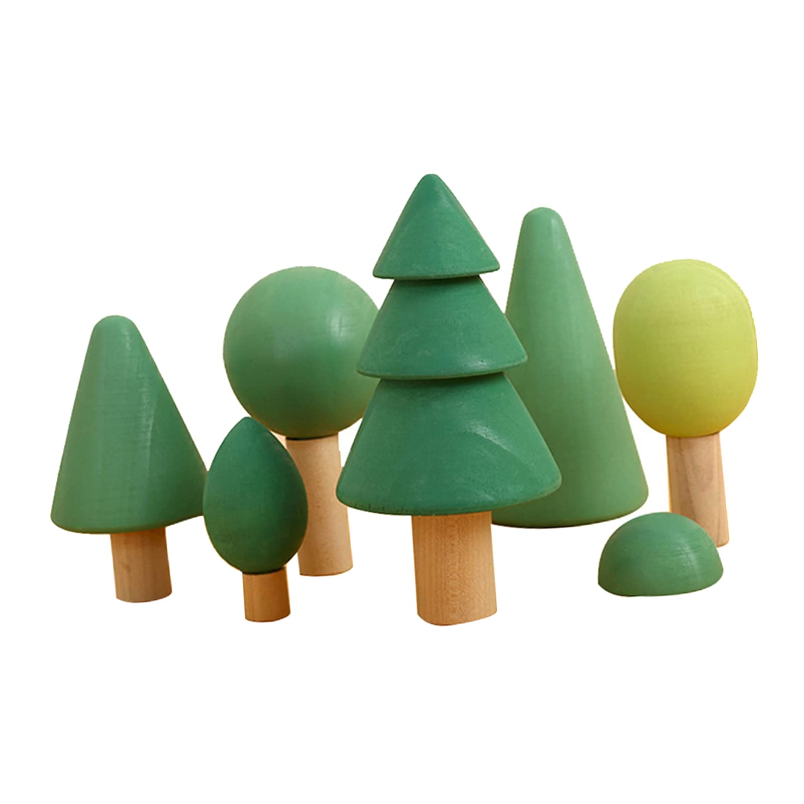 7 Piezas Bloques de Madera Apilables Juguetes Educativos Juego de Aprendizaje para Niños Forma de Material Infantil Función Decorativa Adecuado, Verde