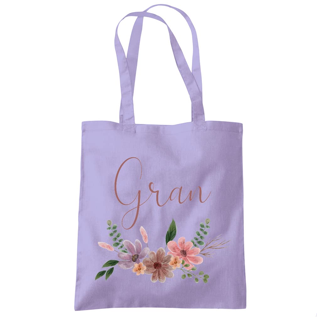 HotScamp Gran Flowers - Tote Shopping Bag - Mother's Day Grandmother Grandma Nan One size lavender purple