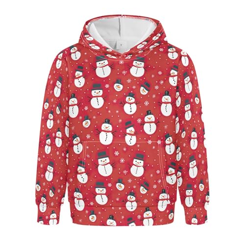 Kids Hoodies Sweaters Christmas Xmas Snowman Hooded Sweatshirts with Big Pockets for Boys Girls B0400346