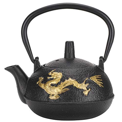 0.3L Cast Iron Tea Kettle with Infuser, Mini Japanese Style Gold Dragon Tea Kettle for Loose Tea and Home Decor