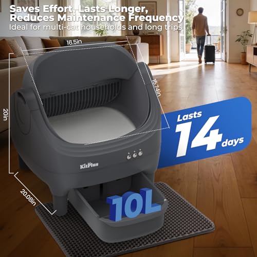 Image of Self-Cleaning Cat Litter Box, Open-Top Automatic Litter Box with APP Control, Odor-Control & Low-Noise Design, Large Capacity, Safe for Multiple Cats