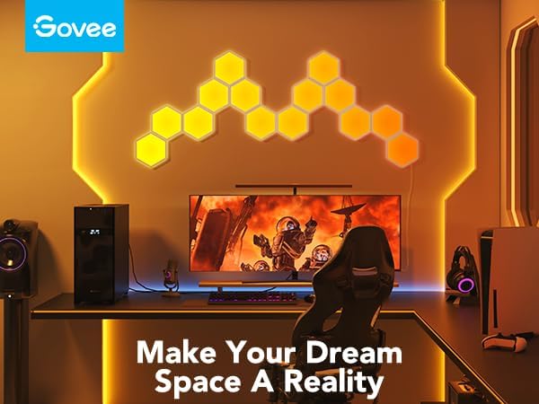 Miniatura 9 de Govee Glide Hexa - Paneles de luz hexagonales RGBIC, luces de pared WiFi, diseño de hacer tu mismo, sincronización con la música, control por
