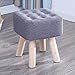 DYPXG Ottoman krzesło stołek, kwadratowy podnóżek, otomana lniana tkanina pufa krzesło, 4 drewniane nogi tapicerowany stołek na buty, ławka do butów, 29 x 35 cm (kolor: Szary)