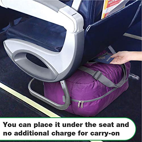 Wandf Foldable Travel Duffel Bag Luggage Sports Gym Water Resistant Nylon (Plum)