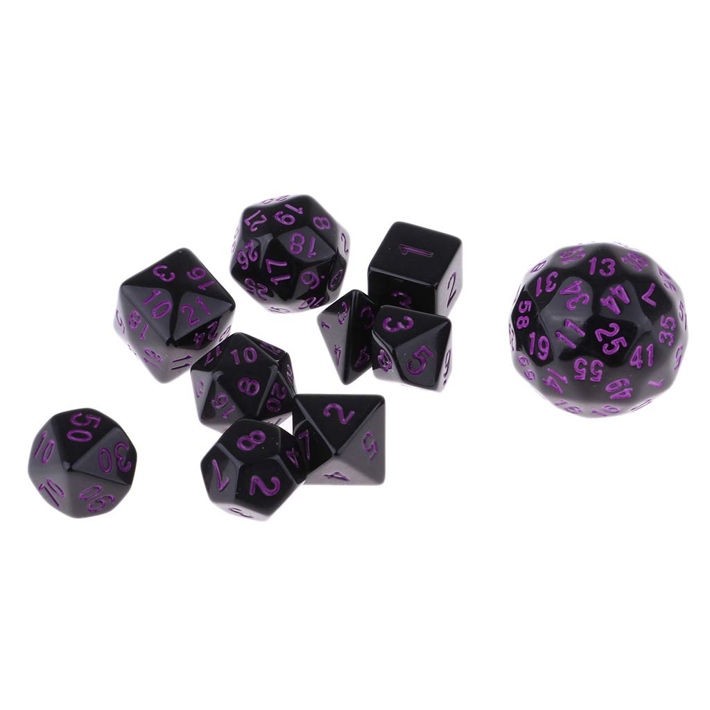 Set di 5 dadi poliedrici acrilici da tavolo, 10 pezzi, accessori per giochi da tavolo, colore: viola