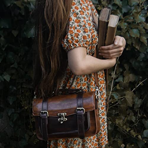 ECOSUSI Women PU Leather Satchel Purse Vintage Small College Crossbody Messenger Bag Work Cross-body Bag2