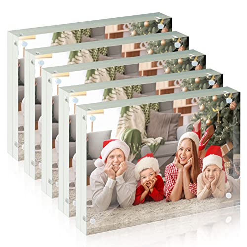 Syntrific 5x7 Acrylic Photo Frame 5Pack Premium Acrylic Photo Frame Magnetic Picture Frames Clear by SYNTRIFIC - Used condition - US$35.19