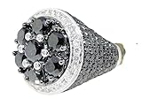 icedout 4 Ct Round Cut Black Diamond Solitaire Men's Pinky Ring Wedding Beautiful Statement Rapper Hip Hop Style Halo Ring 14K White Gold Finish Stackable Ring 925 Sterling Silver Handmade Jewelry