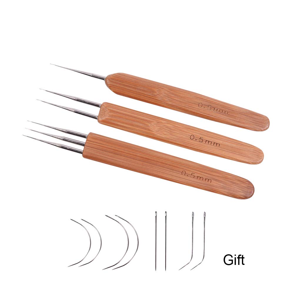 3pcs/set Dreadlock Crochet Hook for Hair Dreadlock Needle Tool for Braid Craft Dread locks Crochet Needles 0.5mm (1 Hook 2 Hooks 3 Hooks)