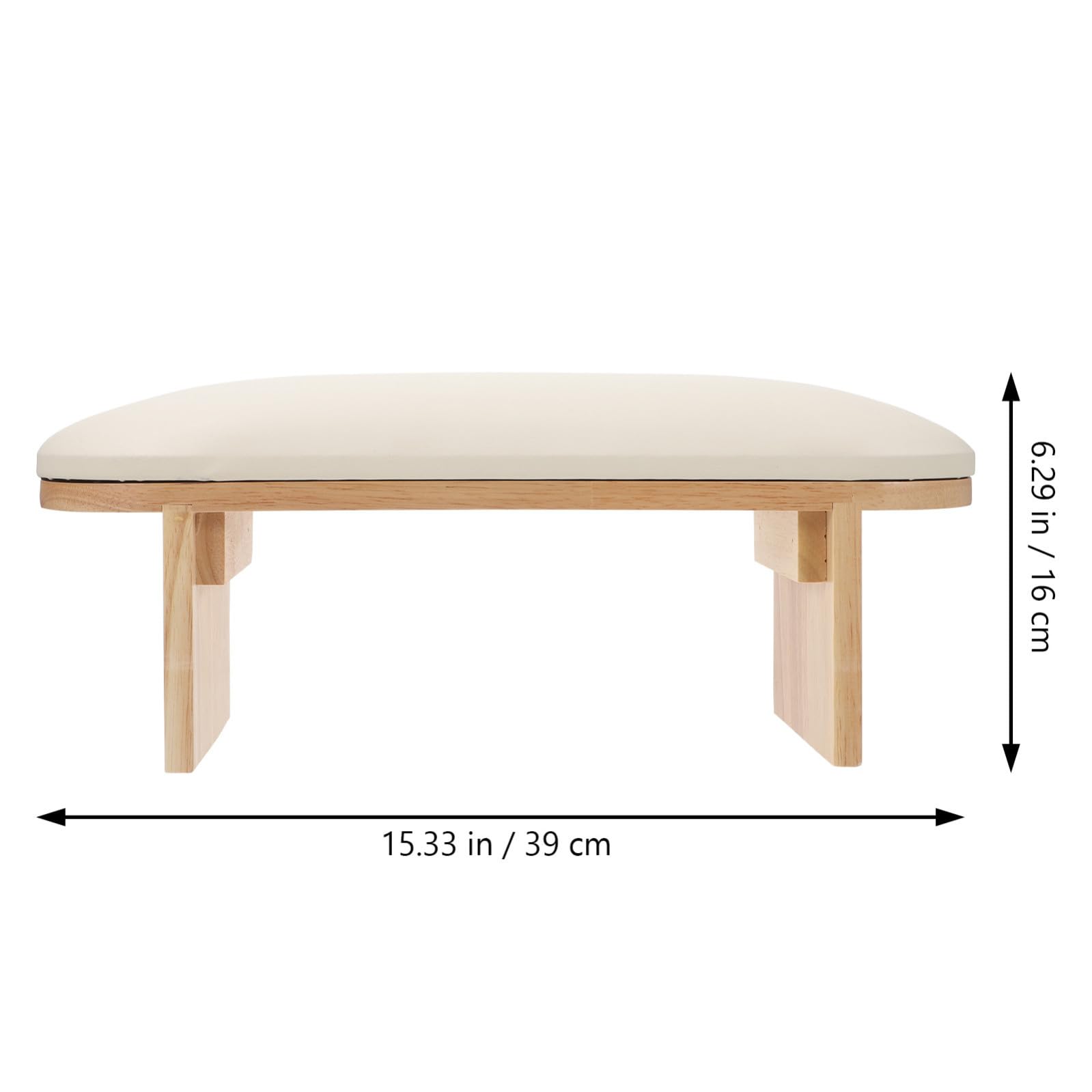 Reposamanos para Decoración de Uñas, Cojín de Pu y Madera Beige