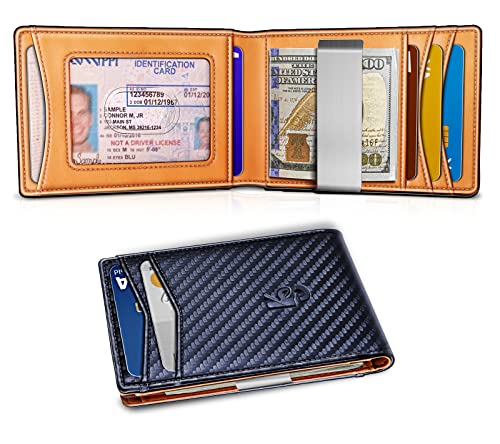 KEMISANT Mens Wallet, Slim Front Pocket Wallet Genuine Leather for Gift Men 11 Cards RFID Blocking2